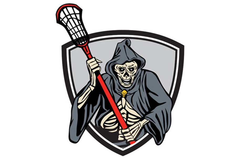 Grim Reaper Lacrosse Player Crosse in Illustrations - product preview 8