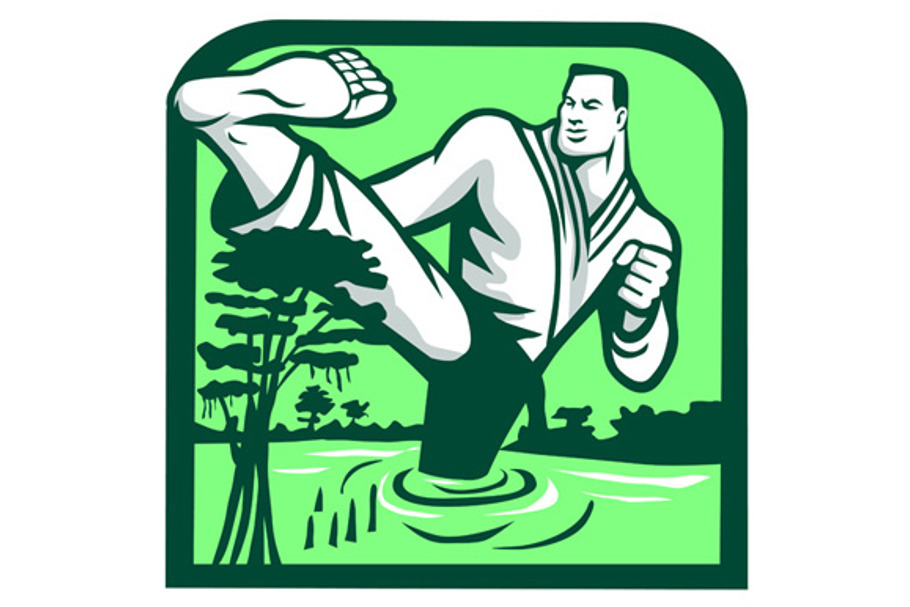 Martial Arts Fighter Kicking in Illustrations - product preview 8