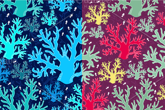 Sea patterns. Coral patterns. in Patterns - product preview 2