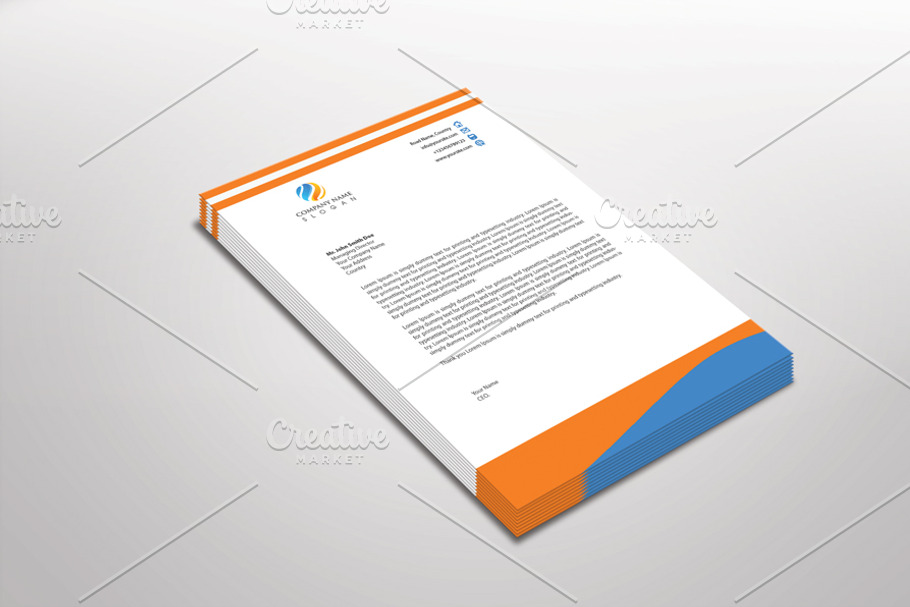 Orangebluana Letterhead Template in Stationery Templates - product preview 8