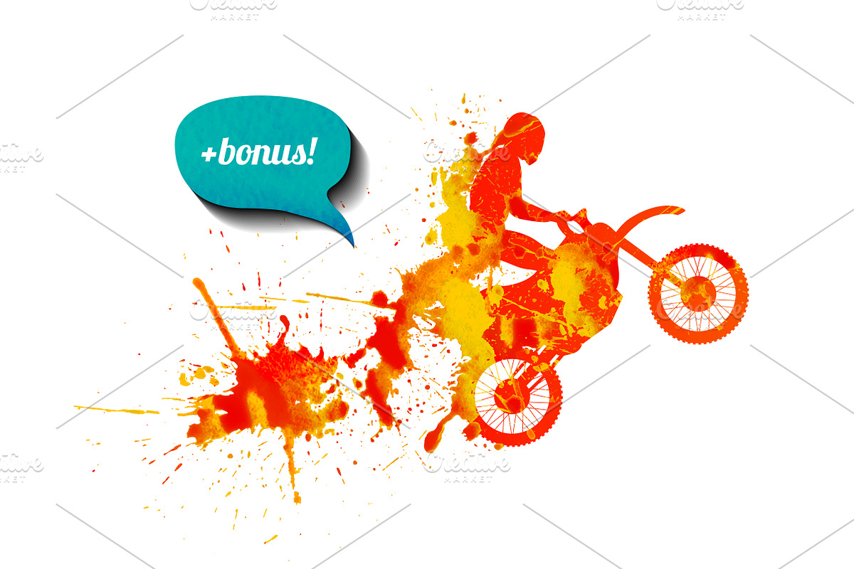 Watercolor motorcyclist + bonus in Illustrations - product preview 8