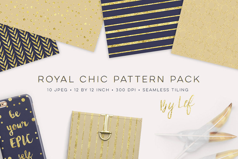 Gold and Navy Blue Patterns Tiling in Patterns - product preview 8