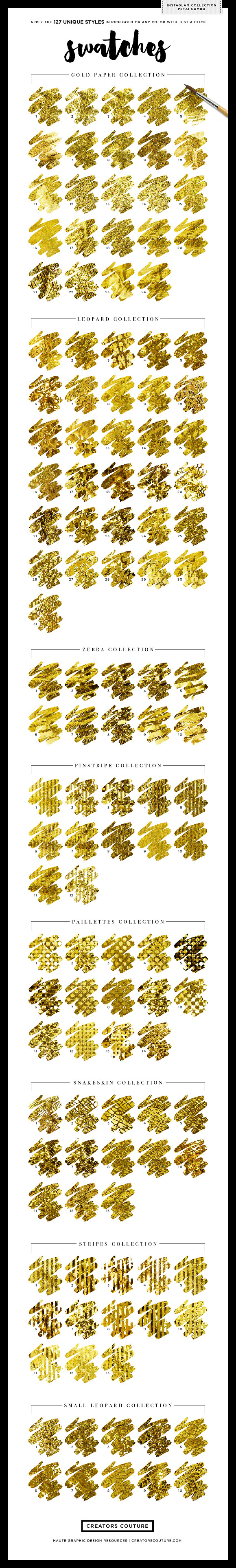 Gold Foil Textures + Styles Bundle in Photoshop Layer Styles - product preview 1
