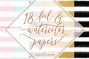 Watercolor Stripes Gold Foil Papers