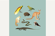 Set Of Different Australian Animals.