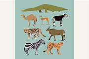 Set Of Different African Animals