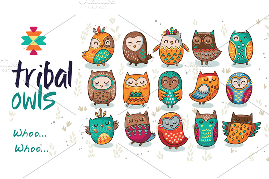 Tribal owls pattern in Patterns - product preview 8