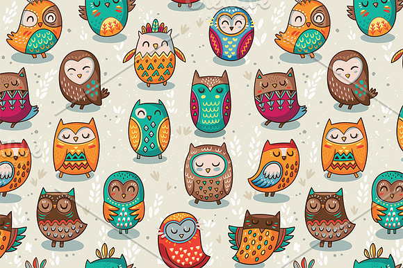 Tribal owls pattern in Patterns - product preview 1