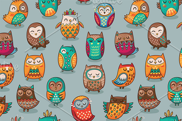 Tribal owls pattern in Patterns - product preview 2