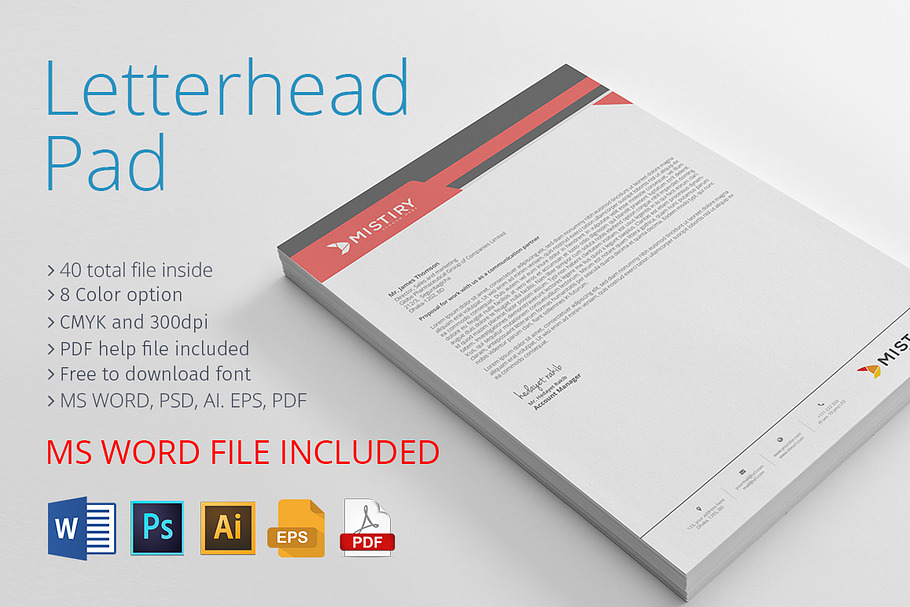 Letterhead Pad With Ms Word in Stationery Templates - product preview 8