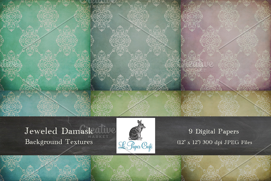 Jeweled Damask Background Textures