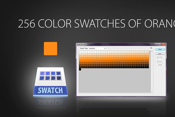 256 color swatches of orange