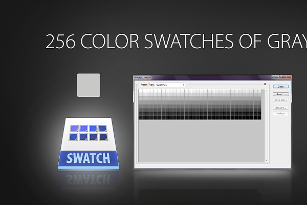 256 color swatches of gray