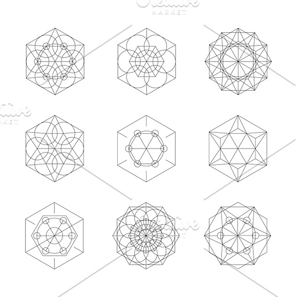 Sacred Geometry shapes. Line art. in Graphics - product preview 2