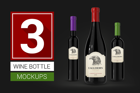 Wine Bottle Mockups in Product Mockups - product preview 1
