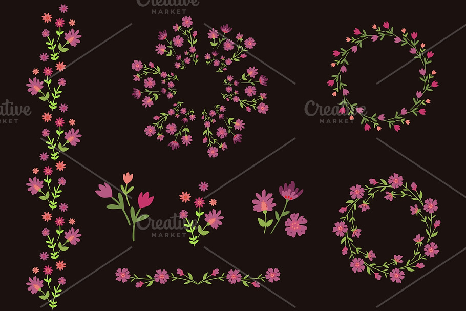 Set of scrapbook flowers in Graphics - product preview 8