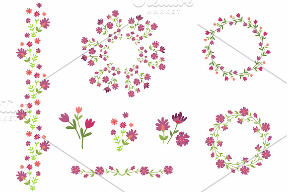 Set of scrapbook flowers in Graphics - product preview 2
