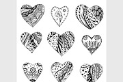 Tangle Patterns style hearts
