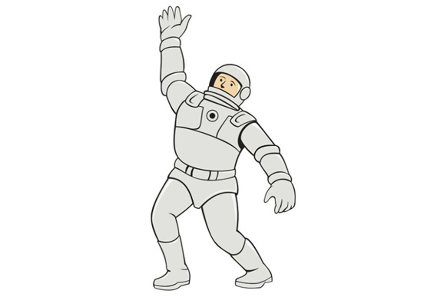 Astronaut Waving Front Cartoon