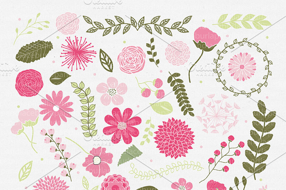 Vector Pink flowers clipart