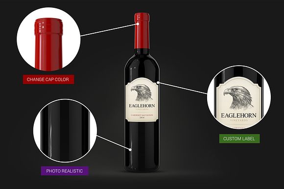 Wine Bottle Mockups in Product Mockups - product preview 2