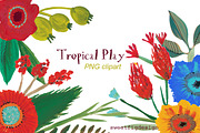 hand painted clip art tropical