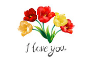 tulip flower design i love you