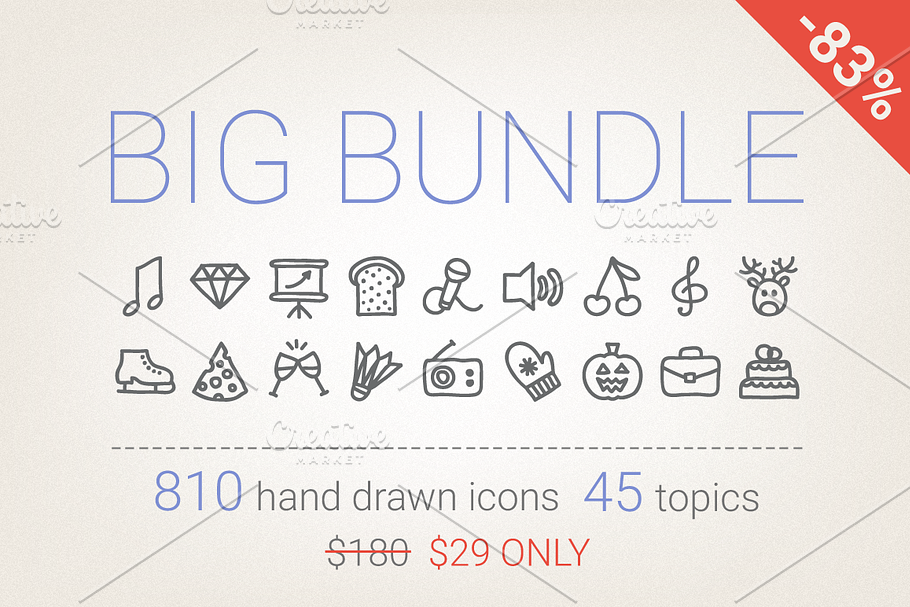 83% Off - Hand Drawn Icons Bundle in Hand Drawn Icons - product preview 8