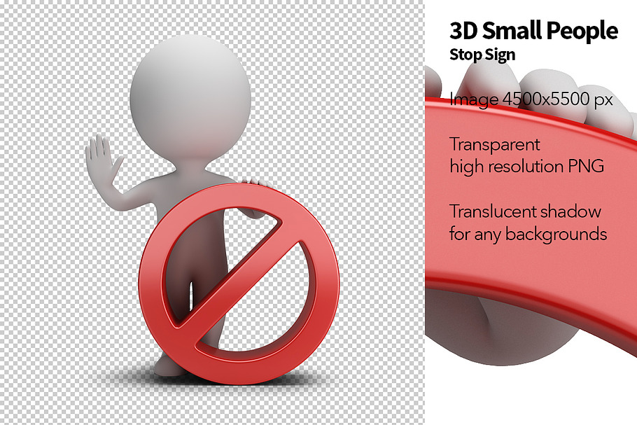 3D Small People - Stop Sign in Illustrations - product preview 8