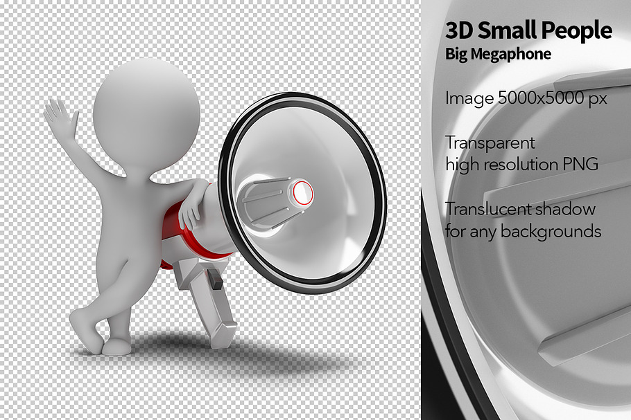 3D Small People - Big Megaphone in Illustrations - product preview 8