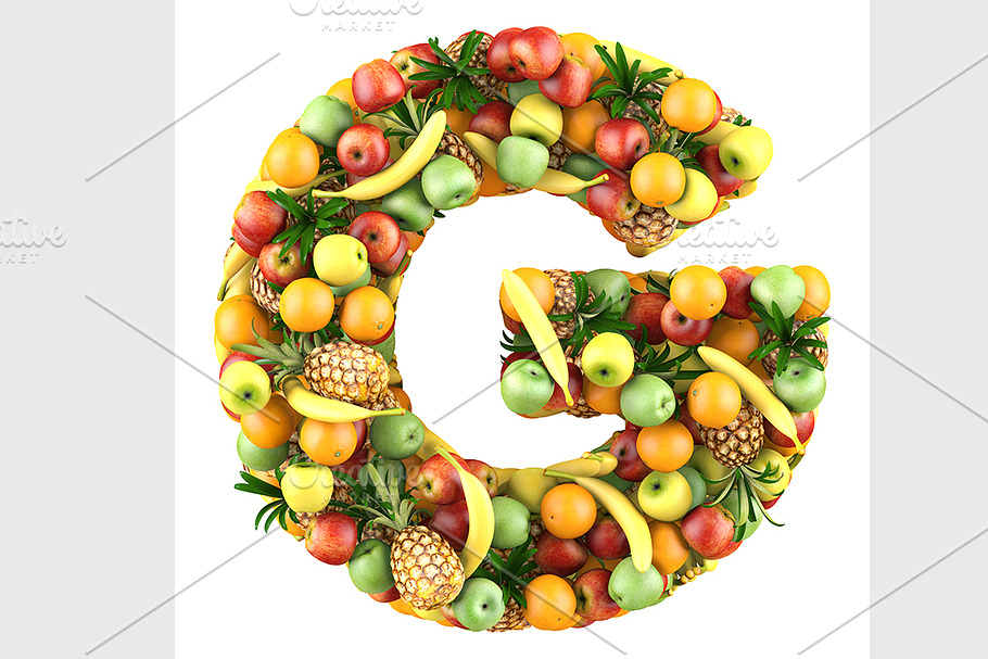 Letter of fruits 3d in Illustrations - product preview 8