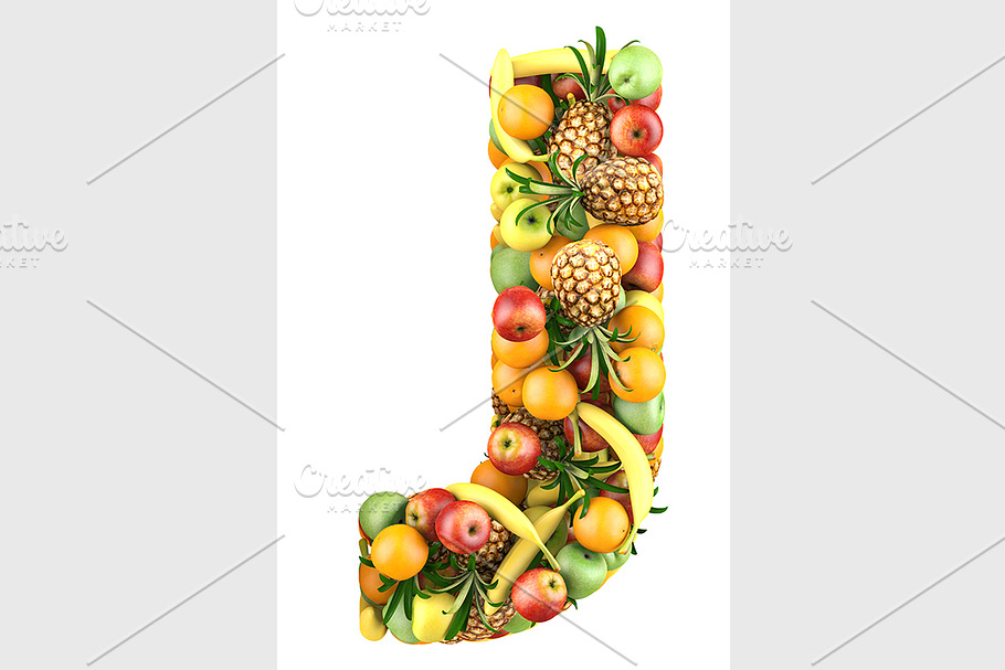Letter of fruits 3d in Illustrations - product preview 8