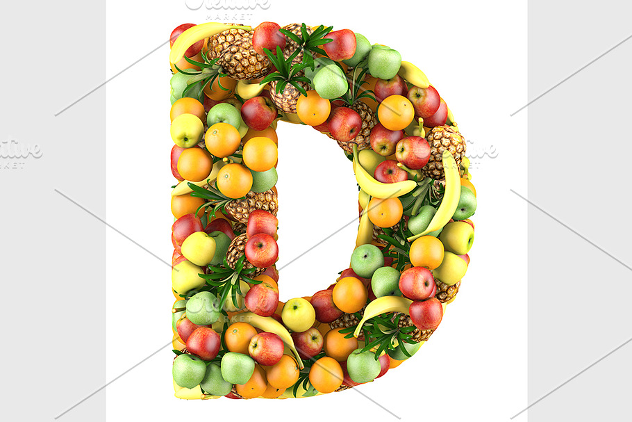 Letter of fruits 3D in Illustrations - product preview 8