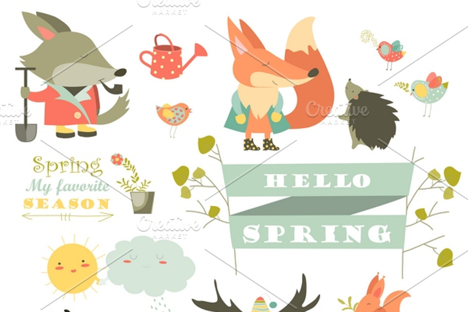Characters and spring elements in Illustrations - product preview 8