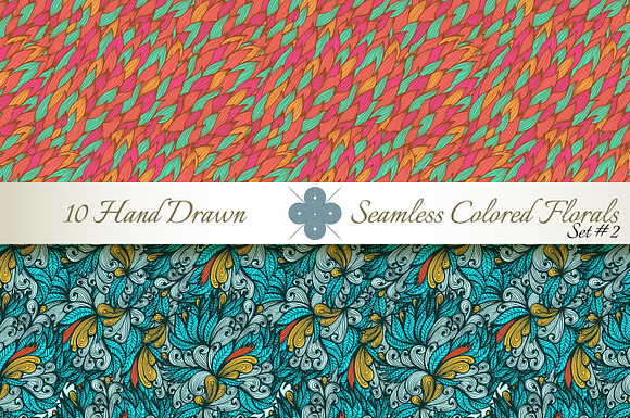 10 Colored Seamless Florals. Set #2 in Patterns - product preview 2