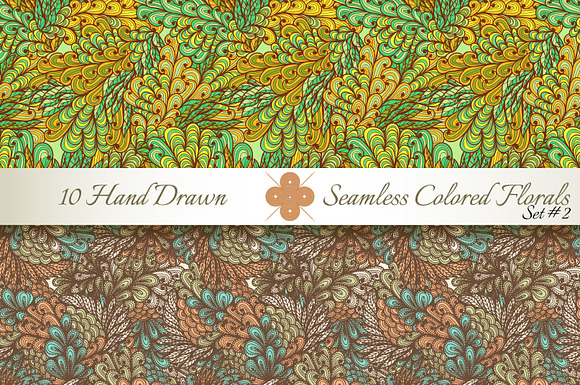 10 Colored Seamless Florals. Set #2 in Patterns - product preview 3