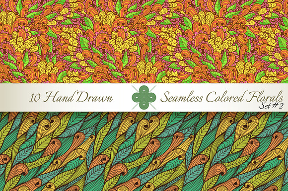 10 Colored Seamless Florals. Set #2 in Patterns - product preview 4
