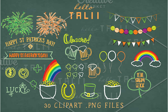 SALE! St Patrick's Day Chalkboard in Illustrations - product preview 1