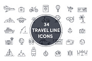  34 travel line icons 