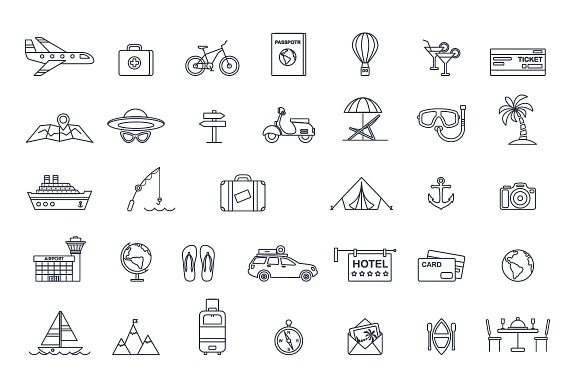  34 travel line icons  in Travel Icons - product preview 1