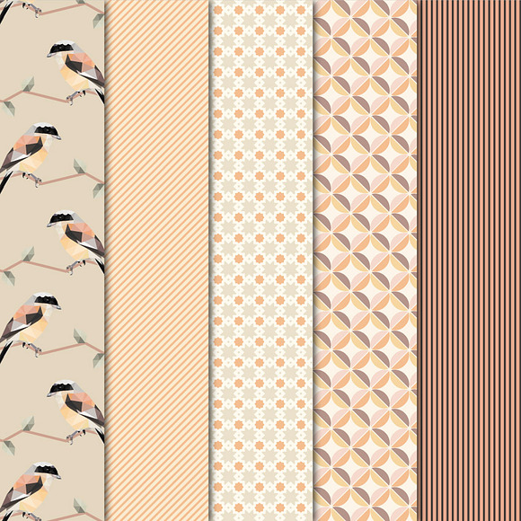 Digital Paper - Geometric Birds in Patterns - product preview 1
