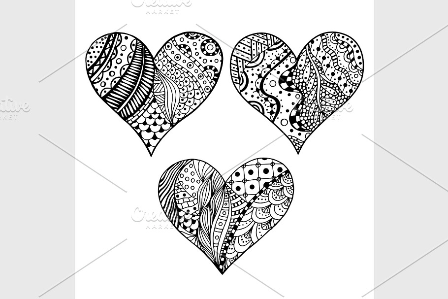 Set of hand drawn hearts in Graphics - product preview 8