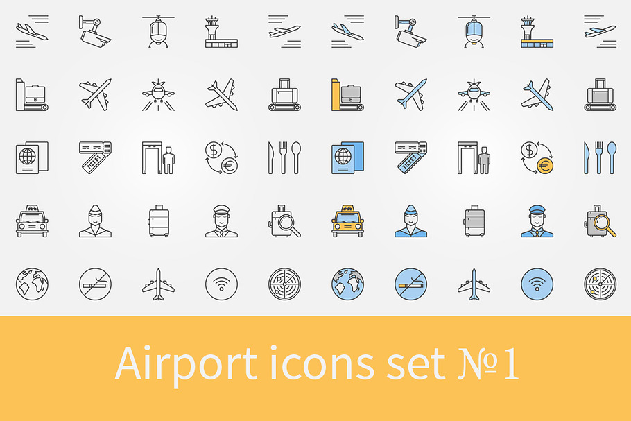 Airport icons set - 1