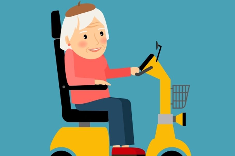 Senior woman on electric wheel in Graphics - product preview 8