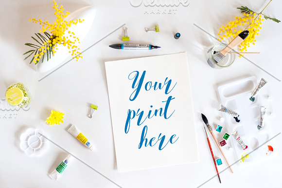 Set of 6 Mockups watercolor spring in Print Mockups - product preview 2