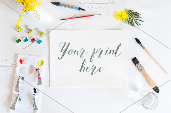 Set of 6 Mockups watercolor spring in Print Mockups - product preview 3