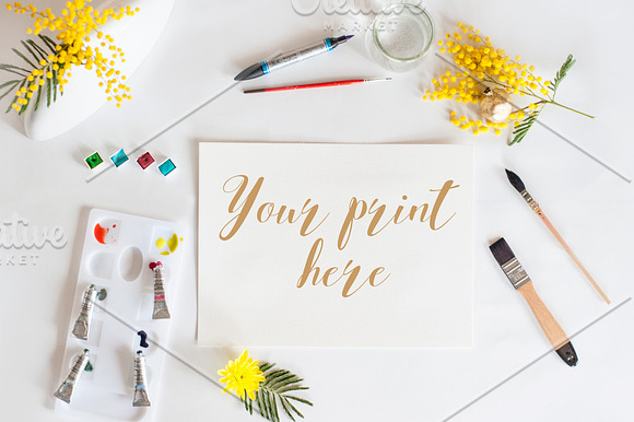 Set of 6 Mockups watercolor spring in Print Mockups - product preview 4