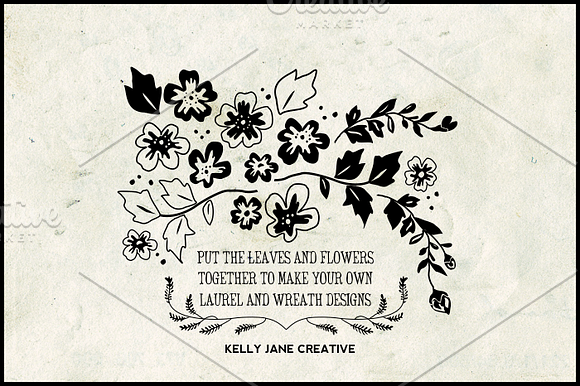 Hand Drawn Flowers & Leaves Elements in Illustrations - product preview 3