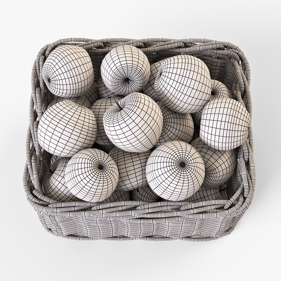 Apple Basket Ikea Byholma 1 White in Food - product preview 13