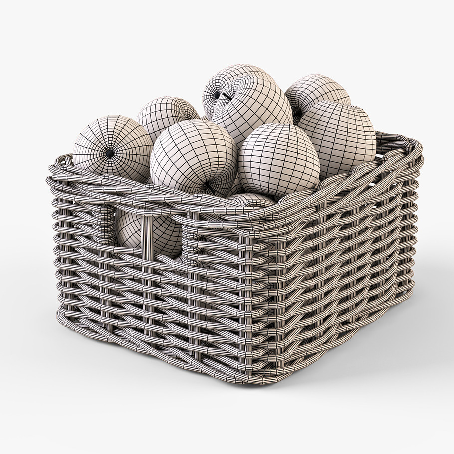 Apple Basket Ikea Byholma 1 Gray in Food - product preview 9